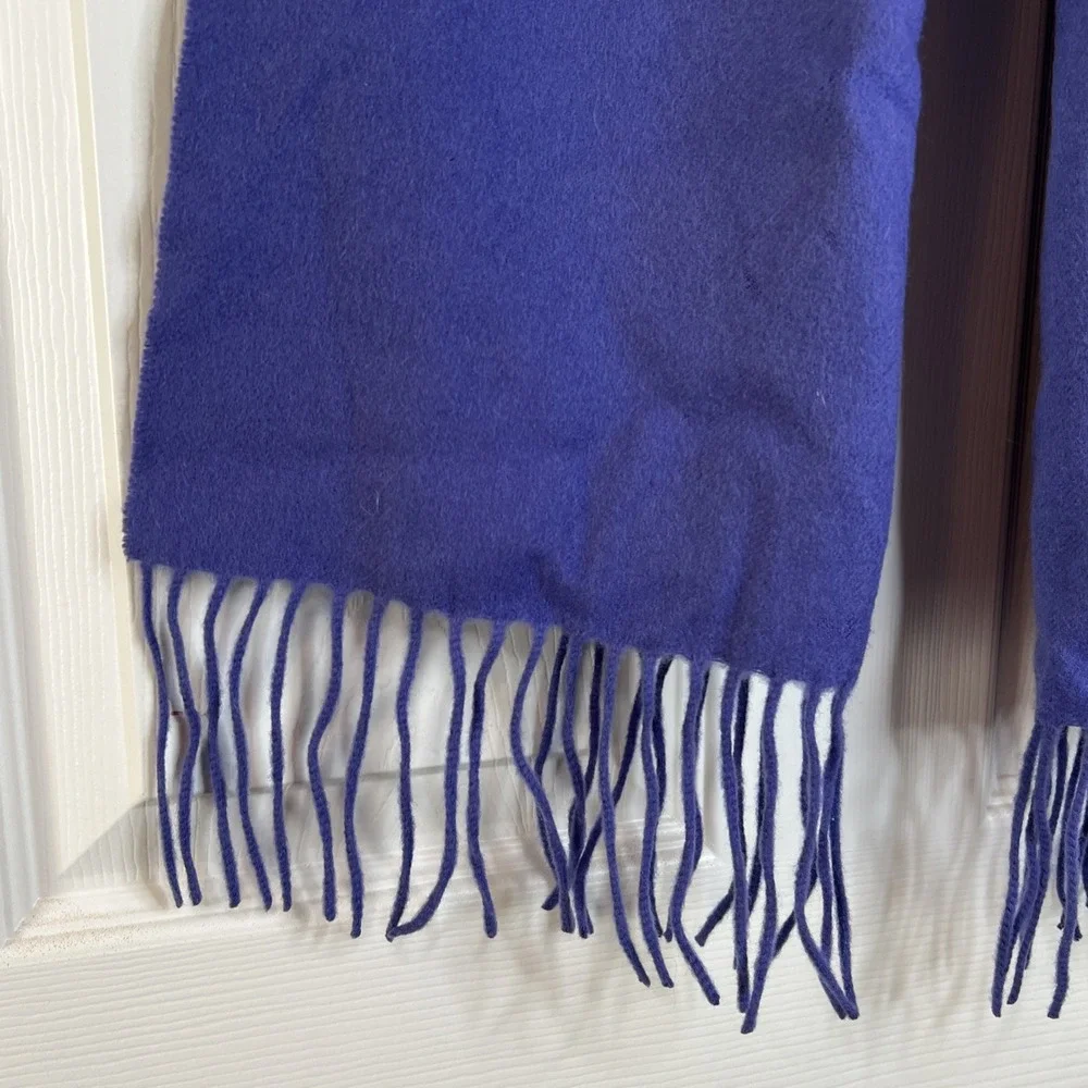 Enzo Mantovani Puprle Solid Purple Wool and Cashmere Tassle‎ Scarf